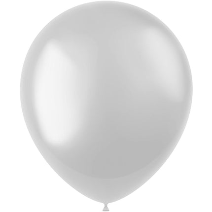 Witte Ballonnen Metallic Pearl White 33cm 50st