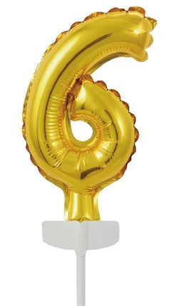 Gouden Taarttopper 6 Jaar Folieballon 12,5cm