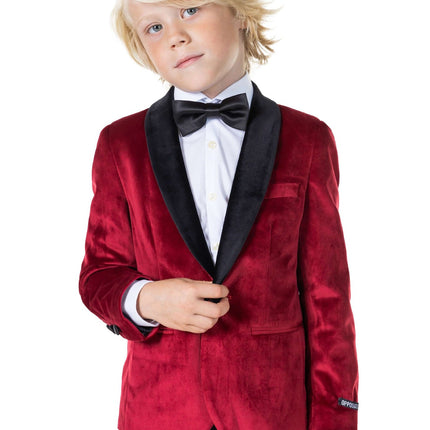 Bordeaux Rode Velvet Blazer Jongen OppoSuits