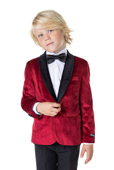 Bordeaux Rode Velvet Blazer Jongen OppoSuits