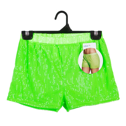 Korte Broek Pailletten Neongroen M