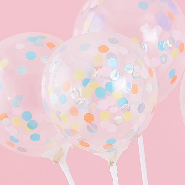 Taarttopper Confetti Ballonnen 12cm 5st