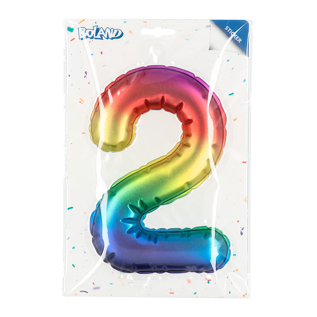 Regenboog 2 Jaar Stickers Folieballon 20cm