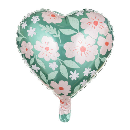 Helium Ballon Hart Bloemen Leeg 45cm