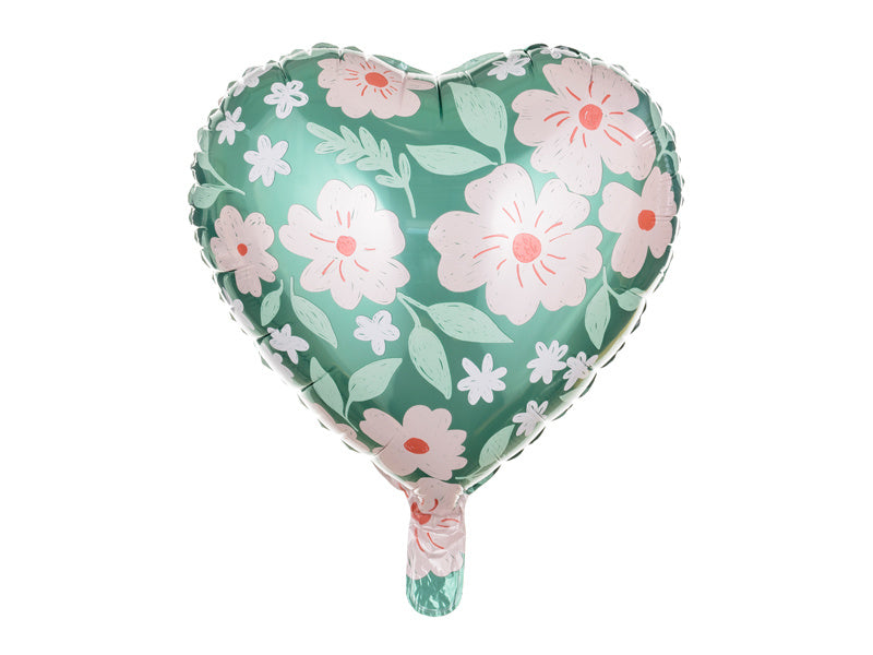 Helium Ballon Hart Bloemen Leeg 45cm