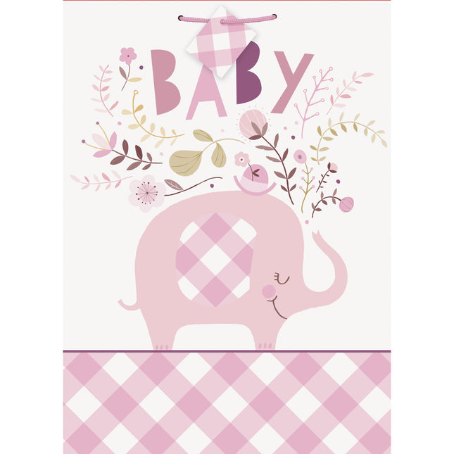 Baby Olifant Geschenktas Roze