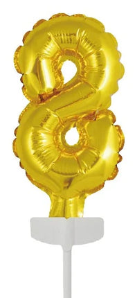 Gouden Taarttopper 8 Jaar Folieballon 12,5cm