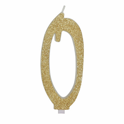 Gouden Kaars 0 Jaar Glitter 12,5cm