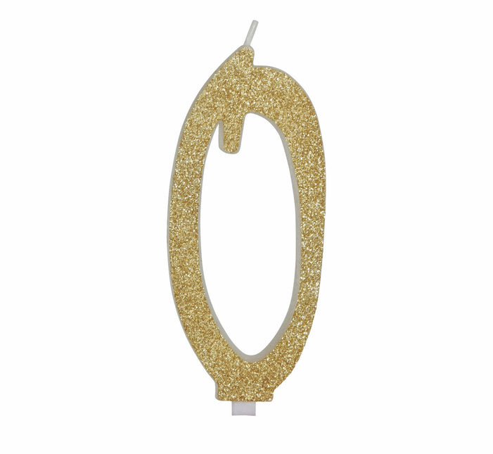 Gouden Kaars 0 Jaar Glitter 12,5cm