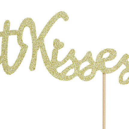 Taarttopper Sweet Kisses Goud 16cm