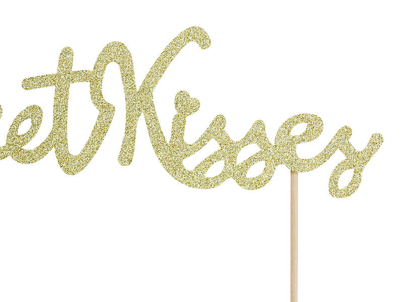 Taarttopper Sweet Kisses Goud 16cm