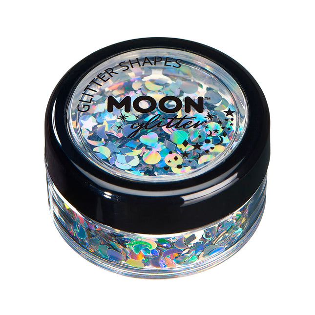 Moon Glitter Holographic Glitter Shapes Silver 3g