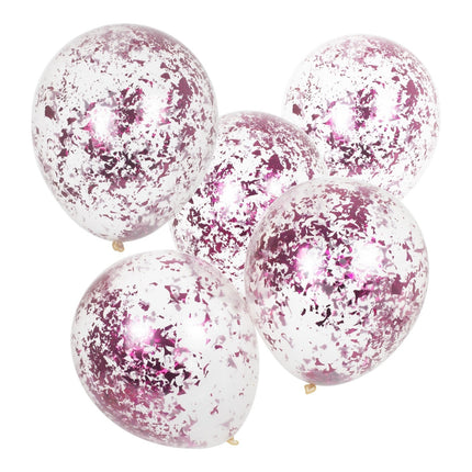 Roze Confetti Ballonnen Latex 30cm 5st