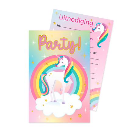 Unicorn Uitnodigingen Gekleurd 6st