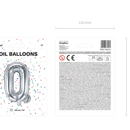 Folie Ballon Letter Q Zilver Leeg 35cm