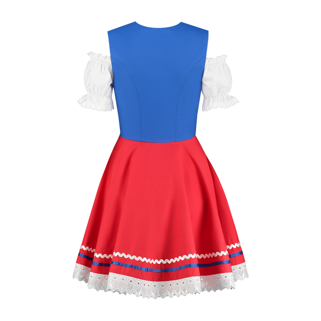 Oktoberfest Dirndl Jurk Oktoberfest Rood Blauw Dames 2 Delig