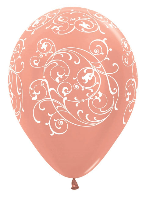 Ballonnen Filigree Metallic Rose Gold 30cm 25st