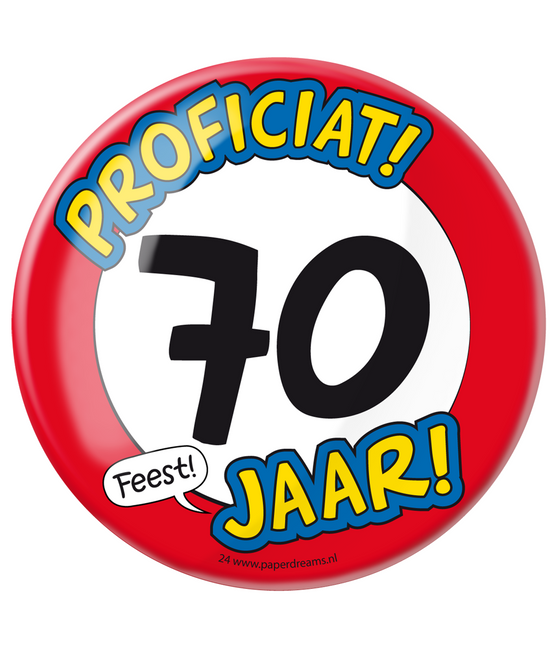 Button 70 jaar Verkeersbord 10,2cm