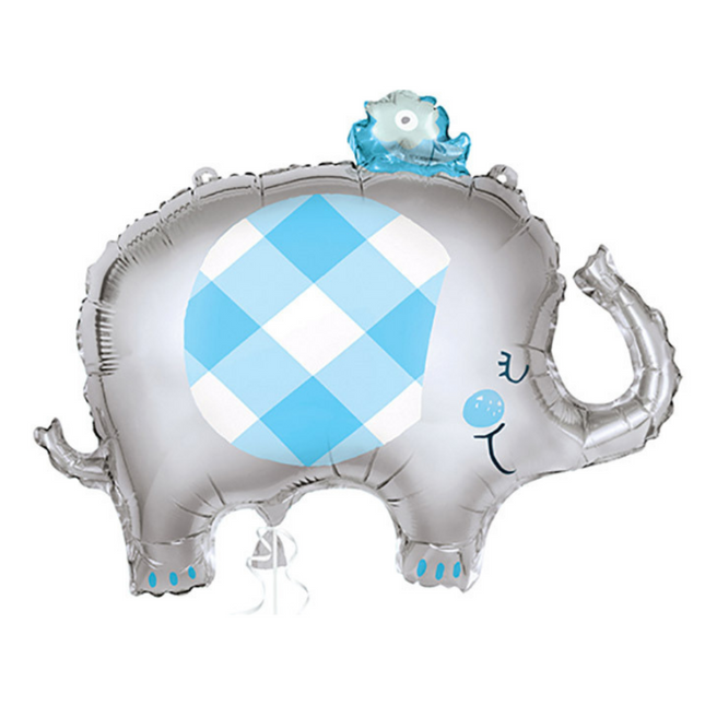 Folieballon Baby Olifant Blauw 74cm