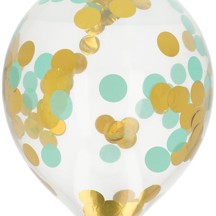 Confetti Ballon Blauw Goud 30cm 4st