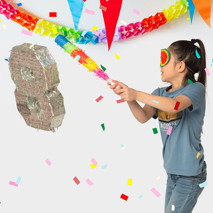 Zilveren Pinata 0 Jaar Holografisch 40cm