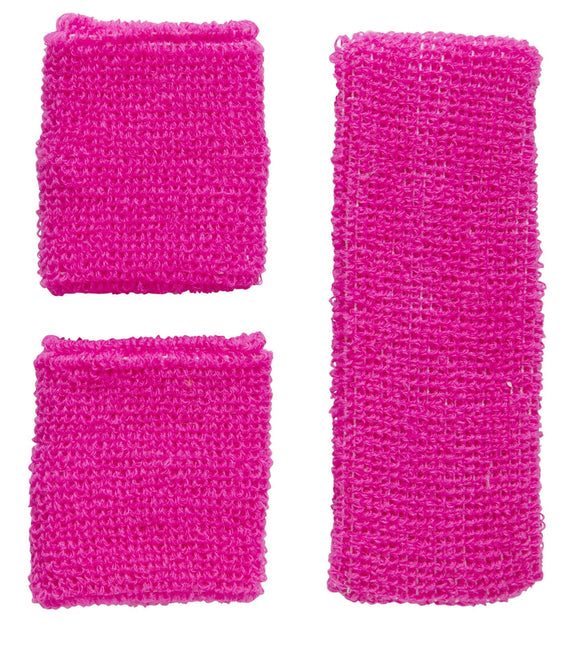 Neon Roze Zweetbandjes 2 delig