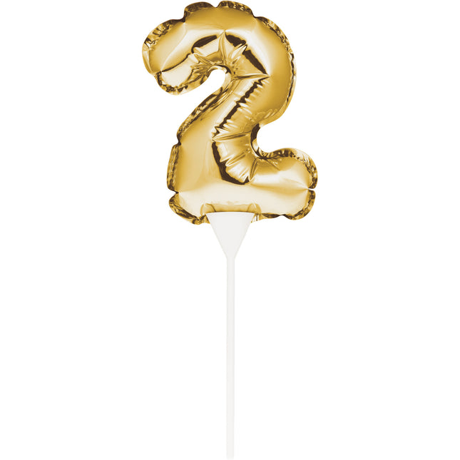 Gouden Taarttopper 2 Jaar Folie Ballon 13cm