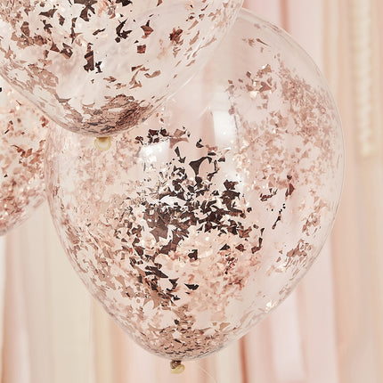 Rose Gouden Confetti Ballonnen Glitters 30cm 5st