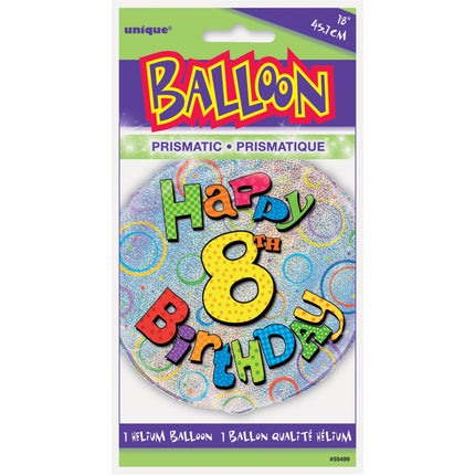 Helium Ballon 8 Jaar Glitters 45cm leeg