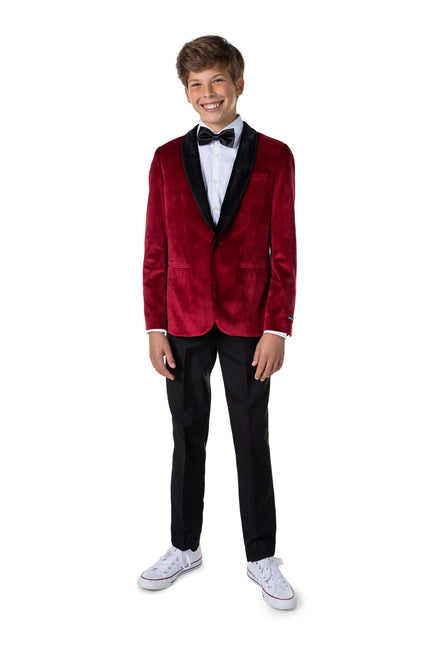 Bordeaux Rode Velvet Blazer Jongen Tiener OppoSuits