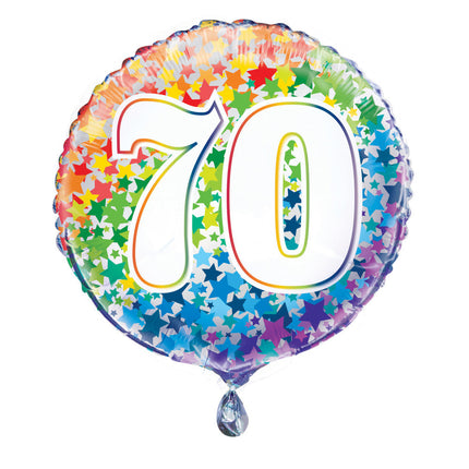 Helium Ballon 70 Jaar Sterren 45cm leeg