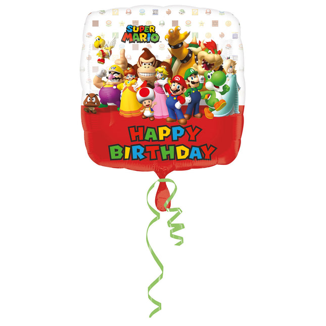 Super Mario Helium Ballon Happy Birthday 43cm leeg