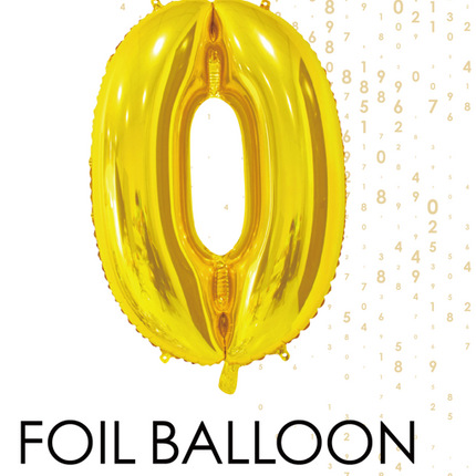 Folieballon Cijfer 0 Goud 66cm