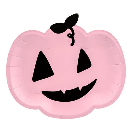 Halloween Borden Pompoen Roze 25cm 6st