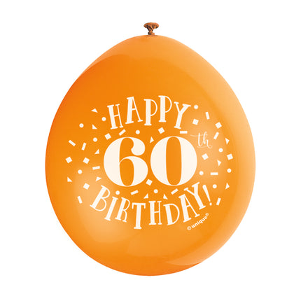 Ballonnen Happy Birthday 60 Jaar 28cm 10st