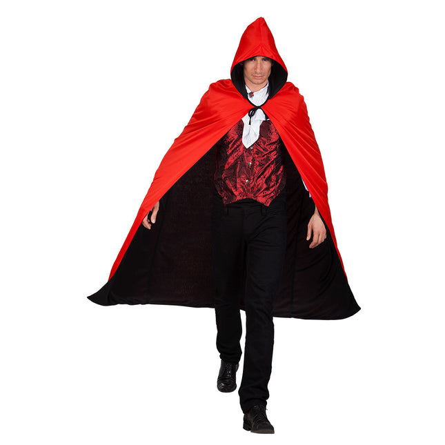 Halloween Cape Omkeerbaar Zwart Rood 1,7m