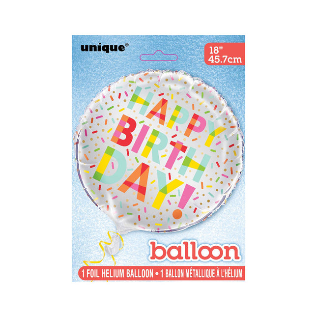 Helium Ballon Happy Birthday Donut 45cm leeg