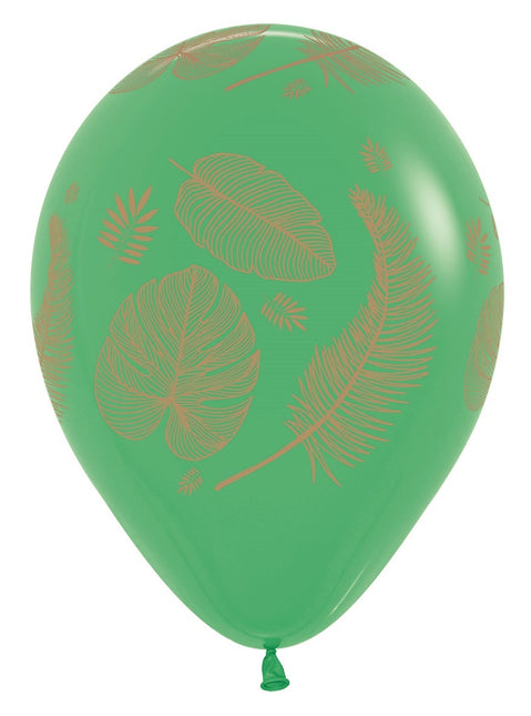 Ballonnen Tropical Leaves Mix Gold Print 30cm 25st