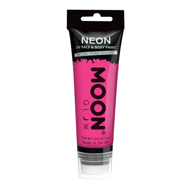 Moon Glow Neon UV Face Paint met verf Applicator Intense Pink 75ml