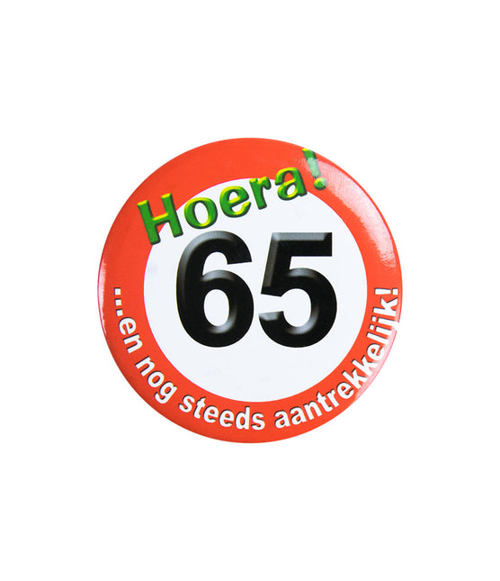 Button 65 Jaar Verkeersbord 5,5cm