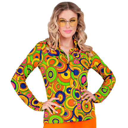 Disco 70S Blouse Gekleurd Dames Retro