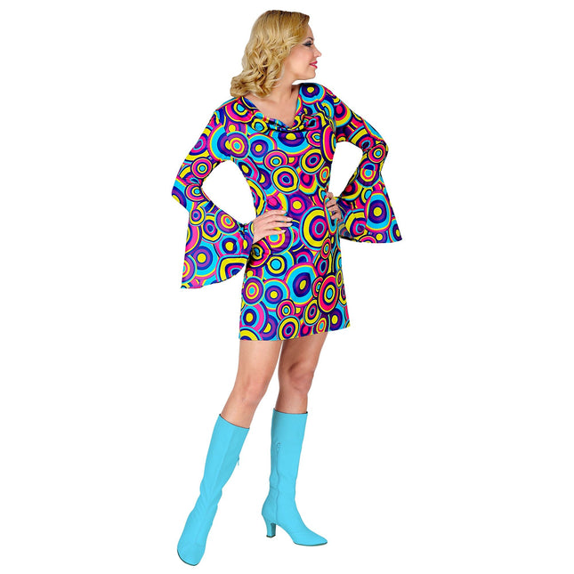 Disco 70S Jurk Blauw Paars Dames