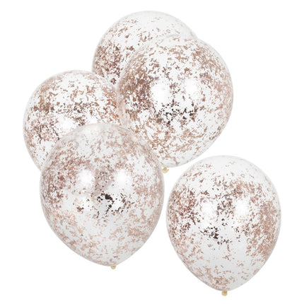 Rose Gouden Confetti Ballonnen Glitters 30cm 5st