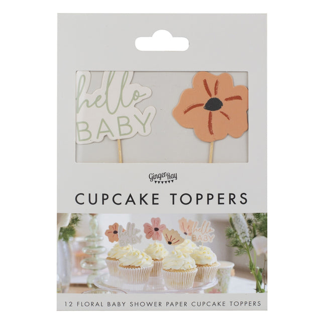 Babyshower Cupcake Toppers Hello Baby 12st