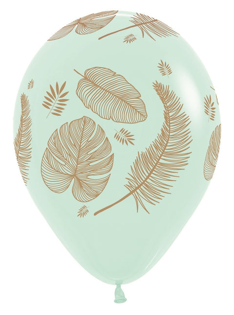 Ballonnen Tropical Leaves Mix Gold Print 30cm 25st