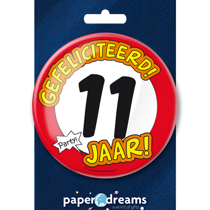 Button 11 Jaar Verkeersbord 10,2cm