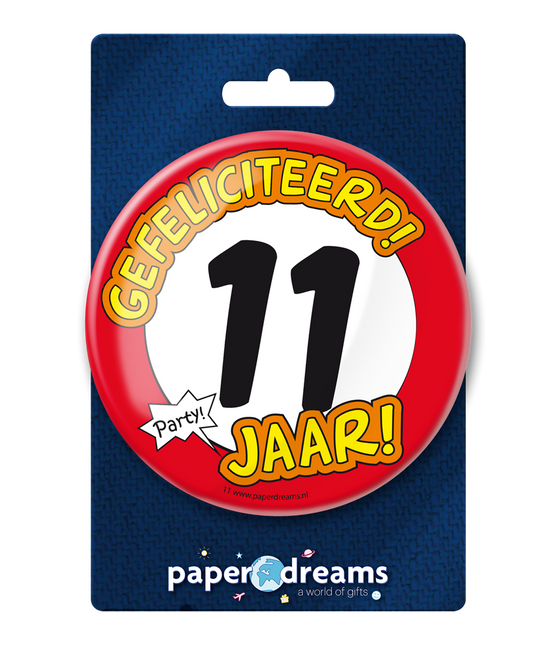 Button 11 Jaar Verkeersbord 10,2cm