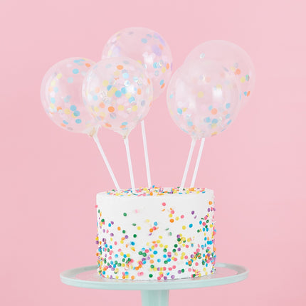 Taarttopper Confetti Ballonnen 12cm 5st