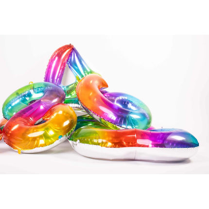 Folie Ballon Cijfer 7 Regenboog XL 81cm leeg