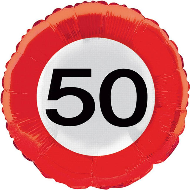 Helium Ballon 50 Jaar Verkeersbord 43cm leeg